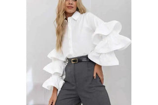 Sadie Frill Sleeve Blouse ‘White’