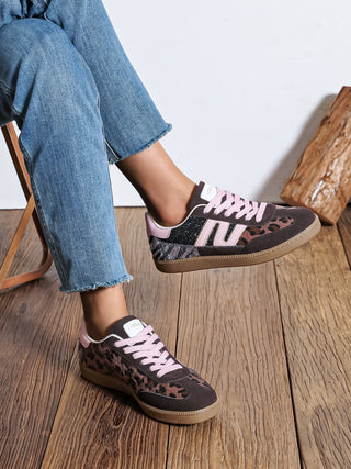 Animal print glitter Trainers ‘Chocolate & Pink'