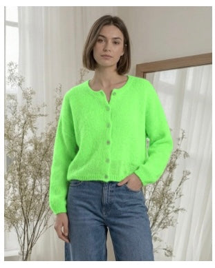 April Cardigan 'Neon Green' kid mohair / wool