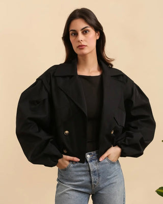 Margot Cropped Trench Jacket 'Black'