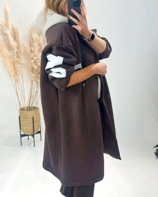 Paradise Hooded Jersey Coat 'Brown/Beige'