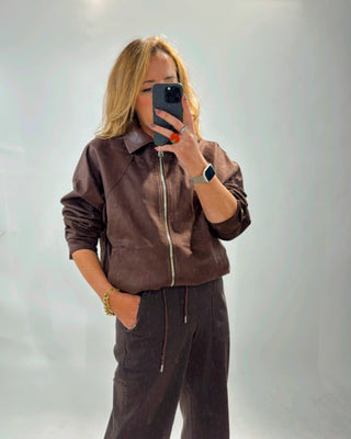 Gina suedette bomber 'Brown'