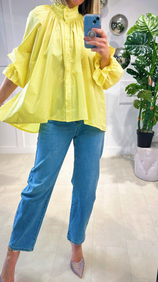 Celina Cotton Oversized Blouse ‘Lemon’