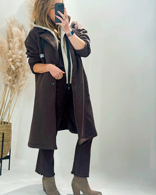 Paradise Hooded Jersey Coat 'Brown/Beige'