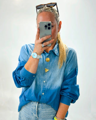Eleanor Gold Buttons Shirt 'Denim'
