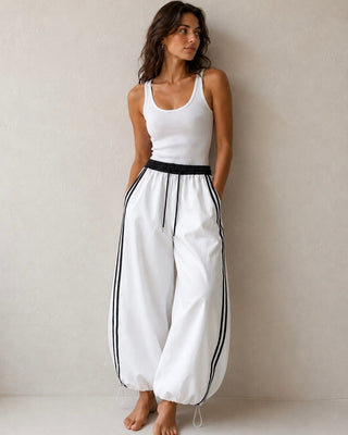 Connie Trackpants 'White & Navy'