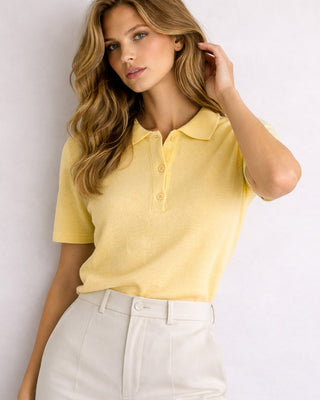 Liv Knitted Short Sleeves Top 'Lemon'
