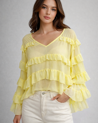 Willow Frill Blouse 'Lemon'