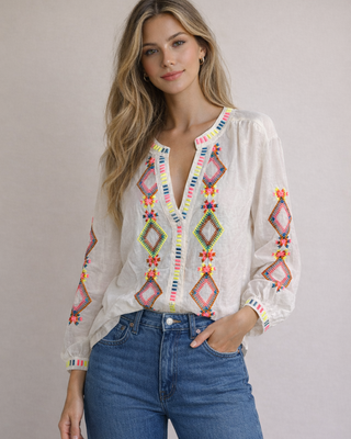 Aztec Blouse 'White'