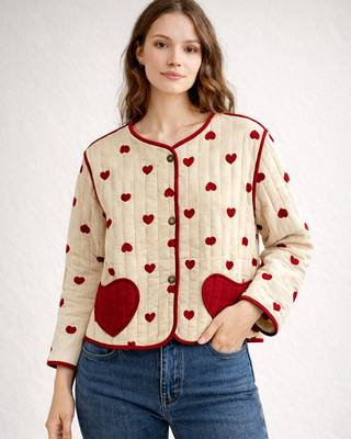 Amore Light Padded Jacket 'Cream & Red'