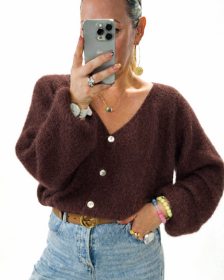 Belinda Kid Mohair Cropped Cardigan 'Choco Brown' (Code: JORDAN99 - 2 Colours for €99)