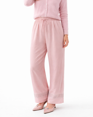 Jamile Satin Lace Trousers 'Baby Pink' NEW COLLECTION