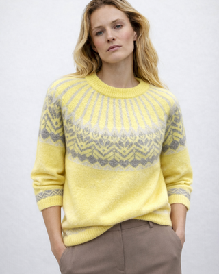 Fitz Wool Knit Jumper 'Lemon & Taupe'