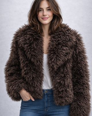 Bianca Mongolian Fur Coat 'Dark Brown'