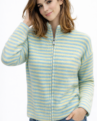 Sema Wool Striped Cardigan 'Baby Blue & Lemon'