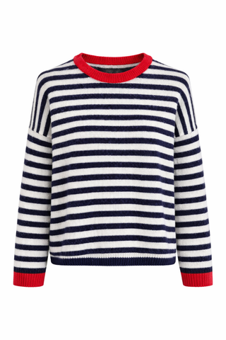 Jules Jumper 'Navy and White Stripe/ Red Trim'