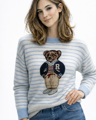 Lauren Striped Knit Jumper 'Cream & Blue'