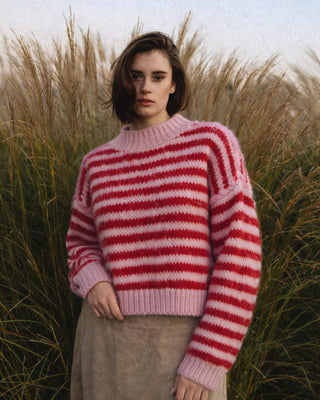 Bree Striped Wool Knit Jumper 'Pink & Red'
