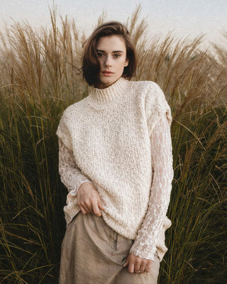 Pippa Lace Insert Knit Jumper 'Cream'