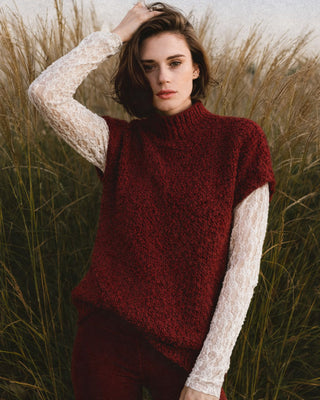 Pippa Lace Insert Knit Jumper 'Burgundy & Cream'