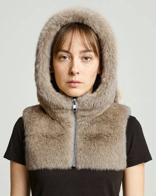 Hooded Fur Accessory 'Cappuccino'