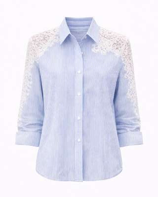 Nyla Striped Lace Shirt 'Blue & White'