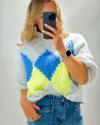 Gra Knit Jumper 'Grey/Blue/Green'