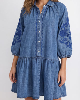 Kate Embroidered Dress 'Denim'
