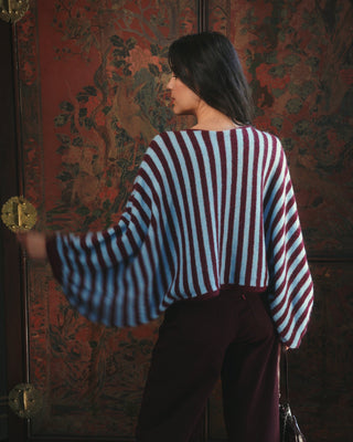 Perla Wool Striped Jumper 'Burgundy & Baby Blue'