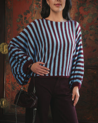 Perla Wool Striped Jumper 'Burgundy & Baby Blue'