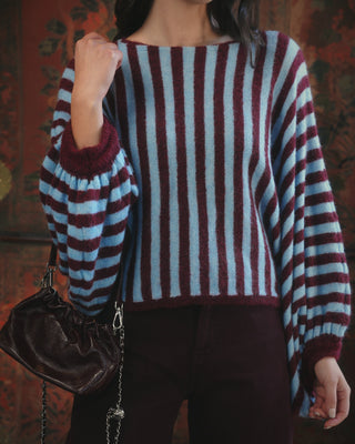 Perla Wool Striped Jumper 'Burgundy & Baby Blue'