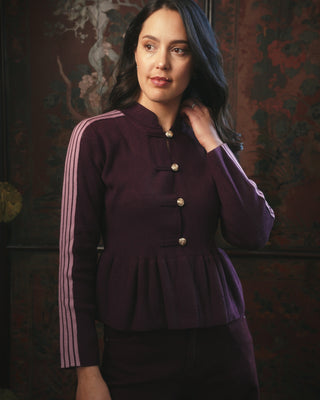 Marisol Cotton Knit Cardigan 'Burgundy'