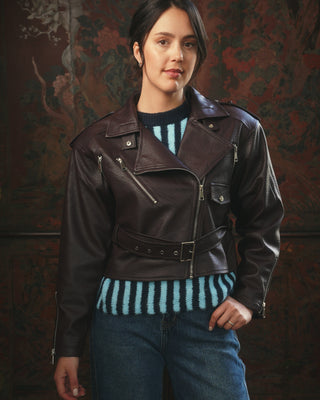Emmy Faux Leather Jacket 'Burgundy'