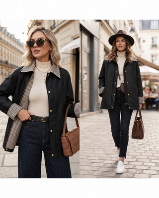 Lottie reversible relaxed oversized leather jacket 'Black'
