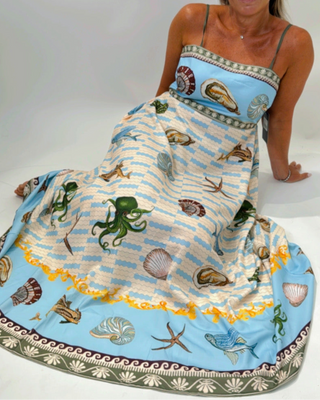 Picasso Sea Summer Dress "Cream and Blue"