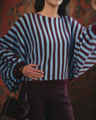 Perla Wool Striped Jumper 'Burgundy & Baby Blue'