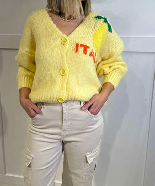 Sabina Statement Knit Cardigan ‘Lemon’