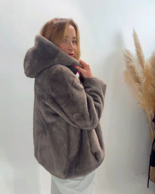 Florence Hooded Fur Coat 'Mink'