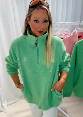 Isla Fleece Quarter Zip ‘Soft Green’