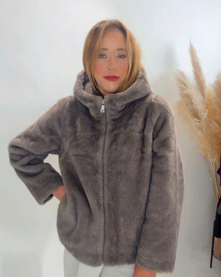 Florence Hooded Fur Coat 'Mink'