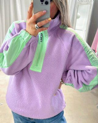 Isla Fleece Quarter Zip ‘Lilac/Green’
