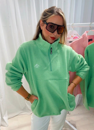 Isla Fleece Quarter Zip ‘Soft Green’
