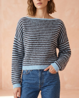 Quinn Wool Striped Jumper 'Brown & Baby Blue'