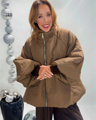 Jolie Light Puffa Jacket 'Khaki Brown'