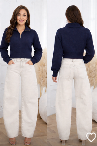 Laulia Distressed Balloon Leg Jeans 'Cream'