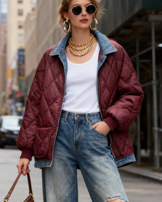 Valerie Padded Jacket 'Burgundy & Denim'