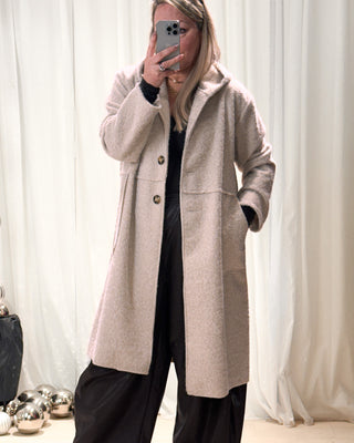 Dee Boiled Wool Hooded Coat 'Cream'