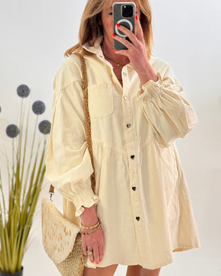 Dolly Denim Dress ‘Cream’
