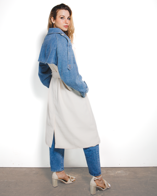 Denim Orna Mac Coat ‘Cream/Denim’