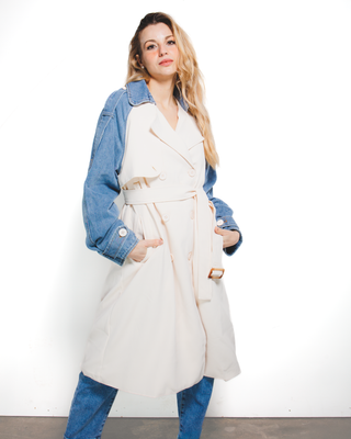 Denim Orna Mac Coat ‘Cream/Denim’